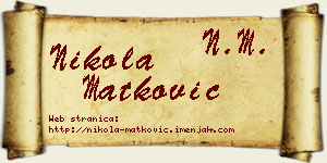 Nikola Matković vizit kartica